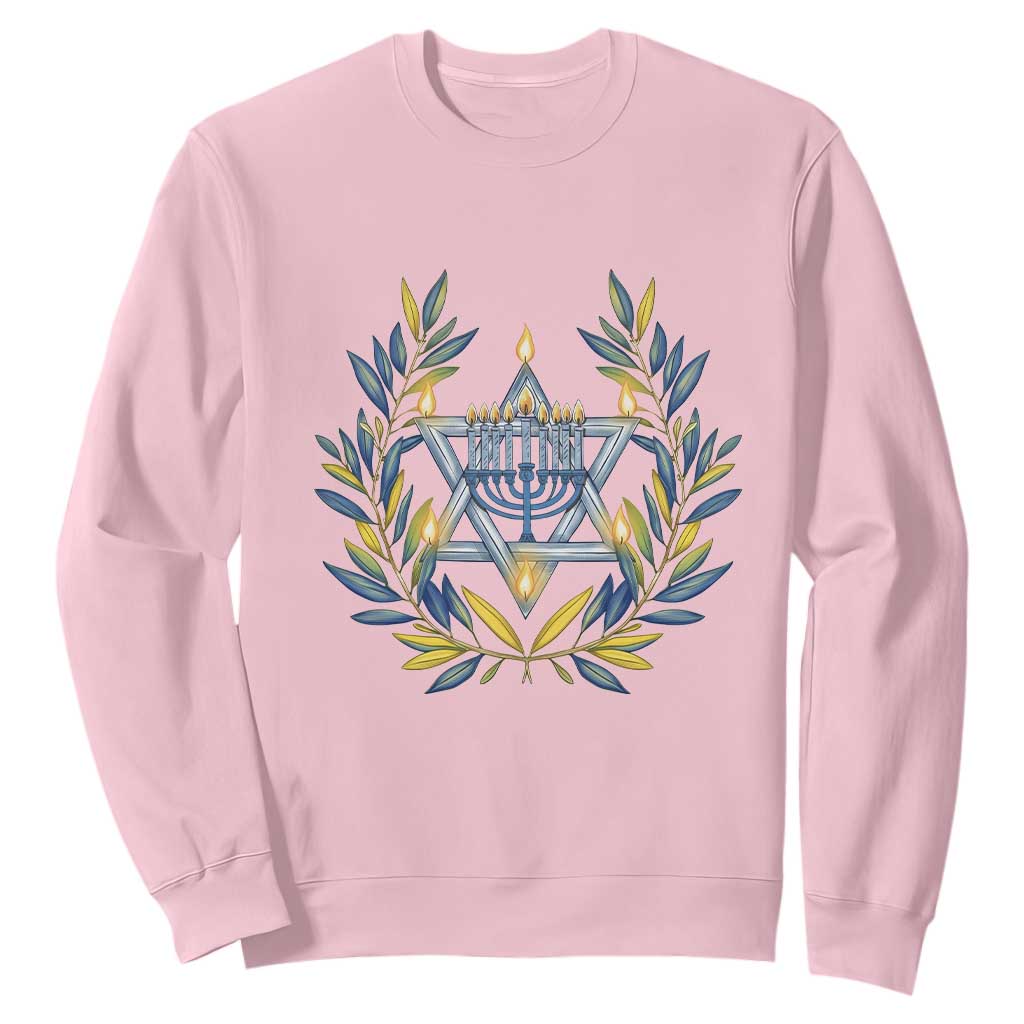 Hanukkah Flower Menorah Star Of David Sweatshirt Gift For Women TS12 Light Pink Print Your Wear