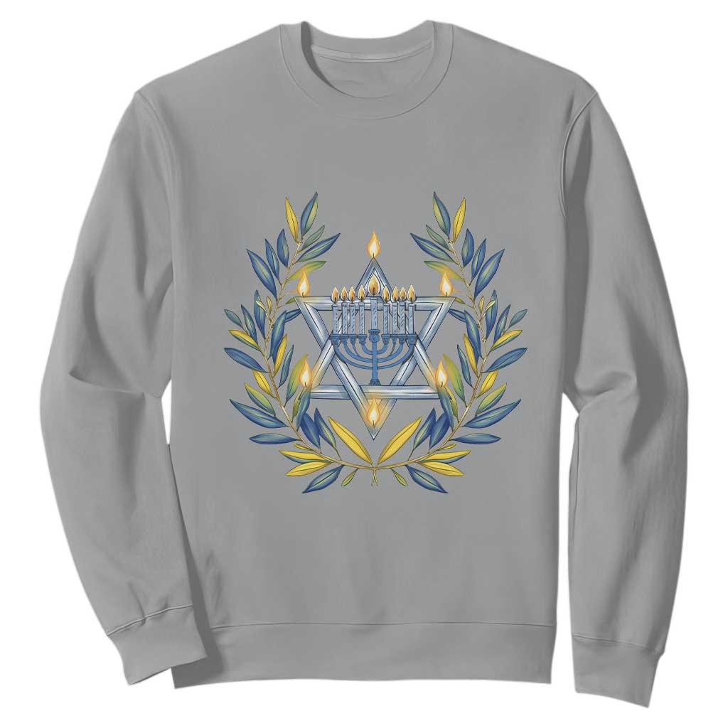 Hanukkah Flower Menorah Star Of David Sweatshirt Gift For Women TS12 Sport Gray Print Your Wear