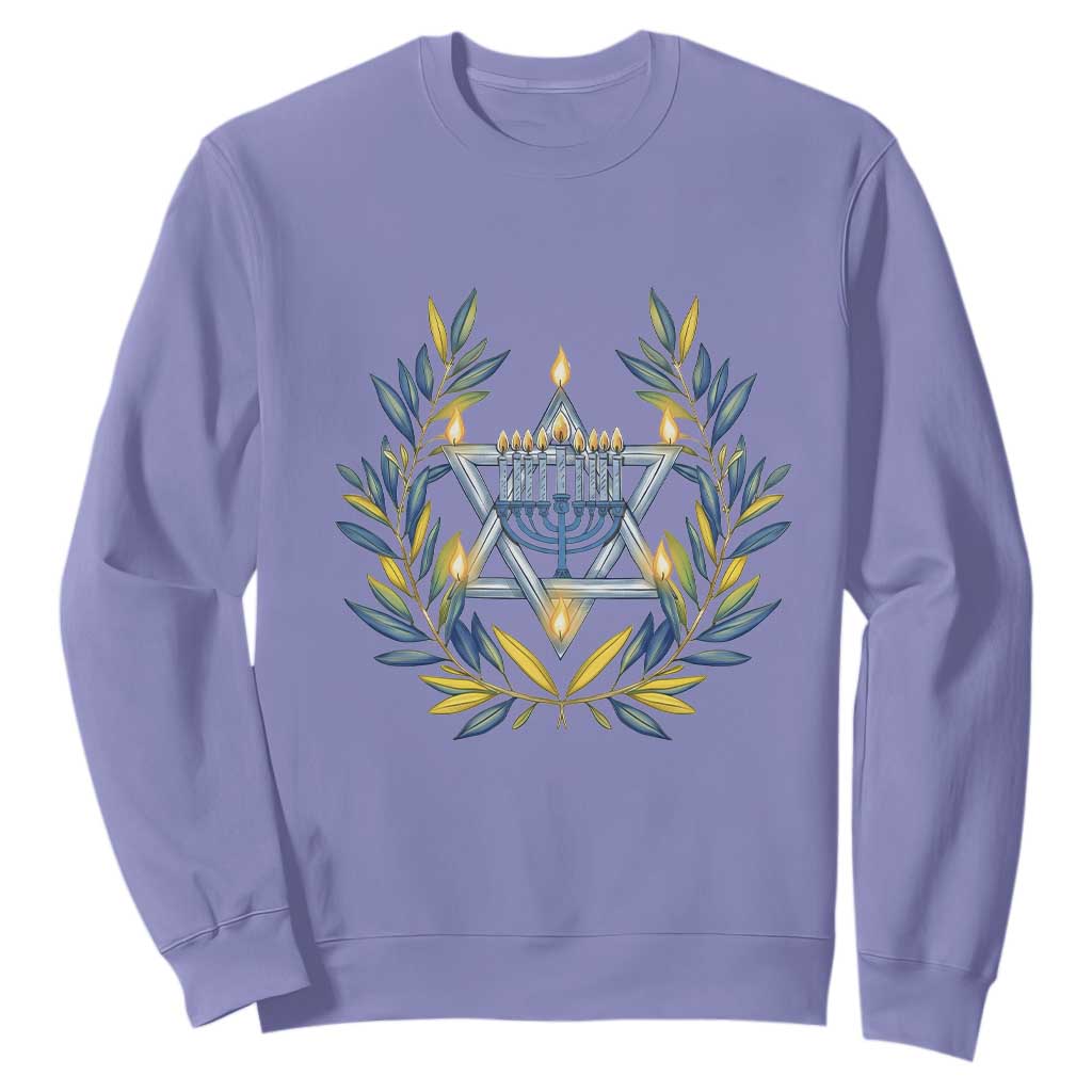 Hanukkah Flower Menorah Star Of David Sweatshirt Gift For Women TS12 Violet Print Your Wear