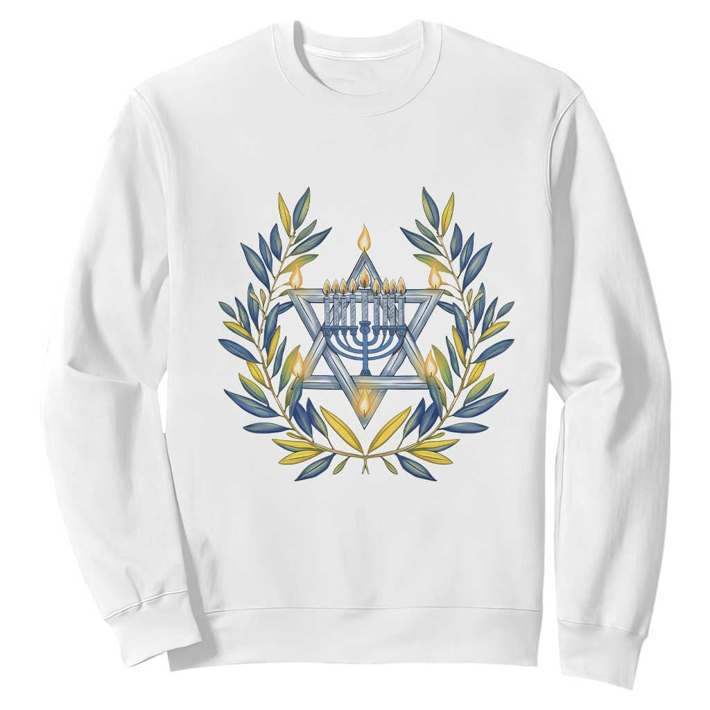 Hanukkah Flower Menorah Star Of David Sweatshirt Gift For Women TS12 White Print Your Wear