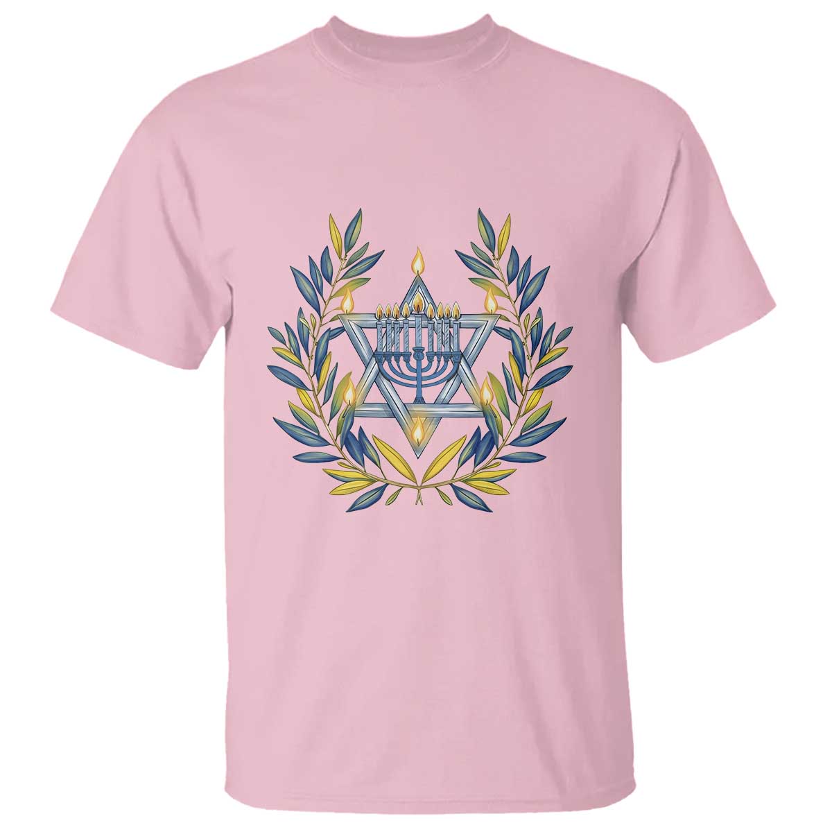 Hanukkah Flower Menorah Star Of David T Shirt Gift For Women TS12 Light Pink Print Your Wear