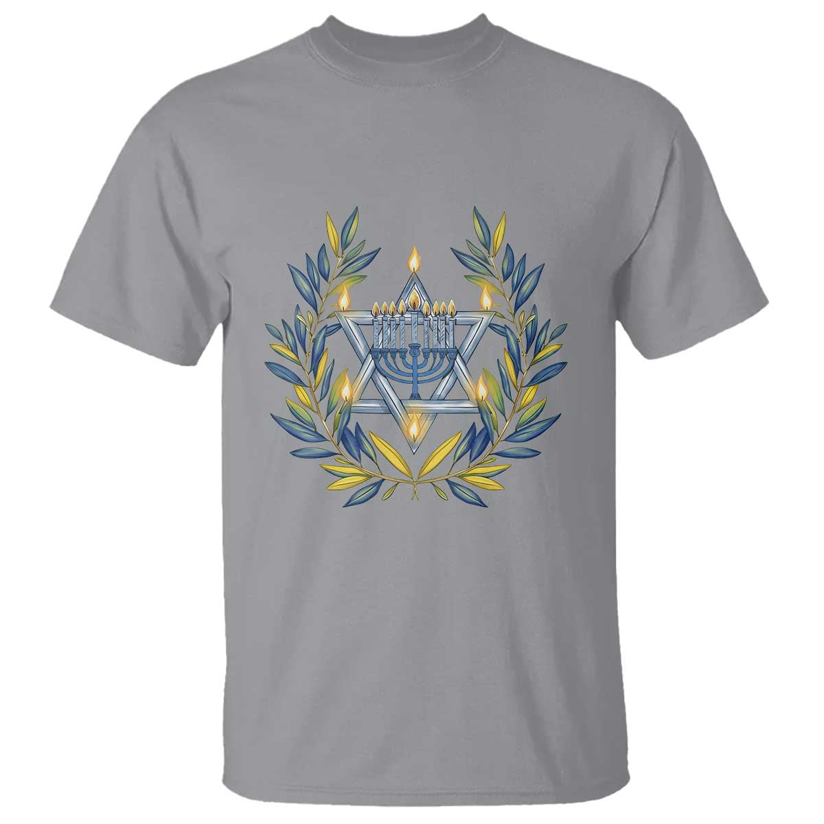 Hanukkah Flower Menorah Star Of David T Shirt Gift For Women TS12 Sport Gray Print Your Wear