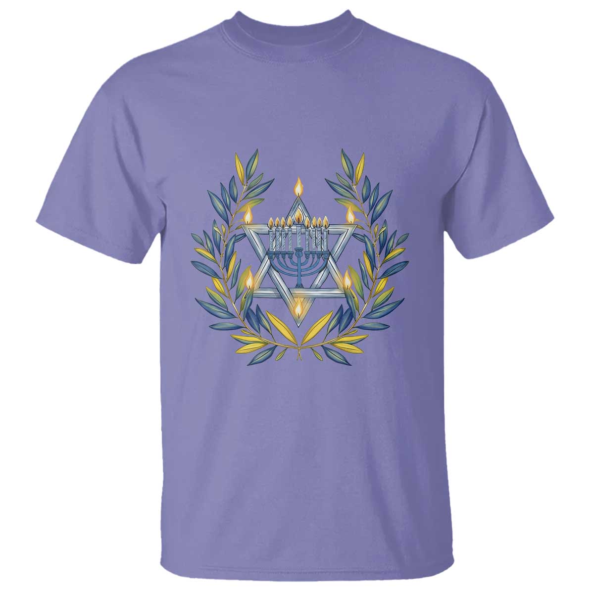 Hanukkah Flower Menorah Star Of David T Shirt Gift For Women TS12 Violet Print Your Wear