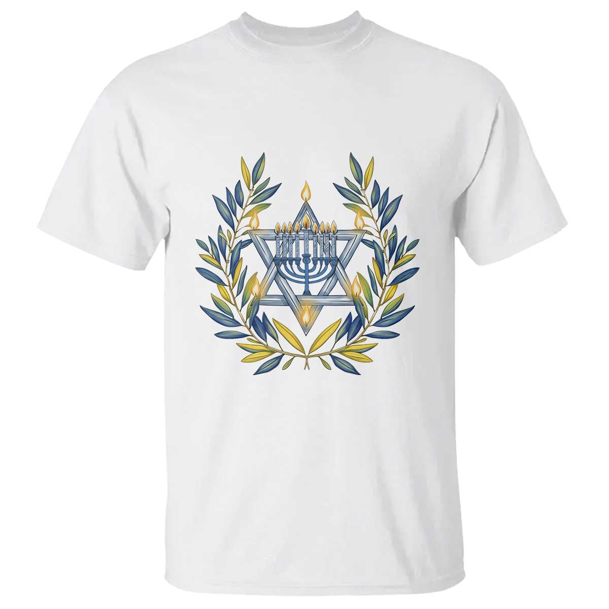 Hanukkah Flower Menorah Star Of David T Shirt Gift For Women TS12 White Print Your Wear