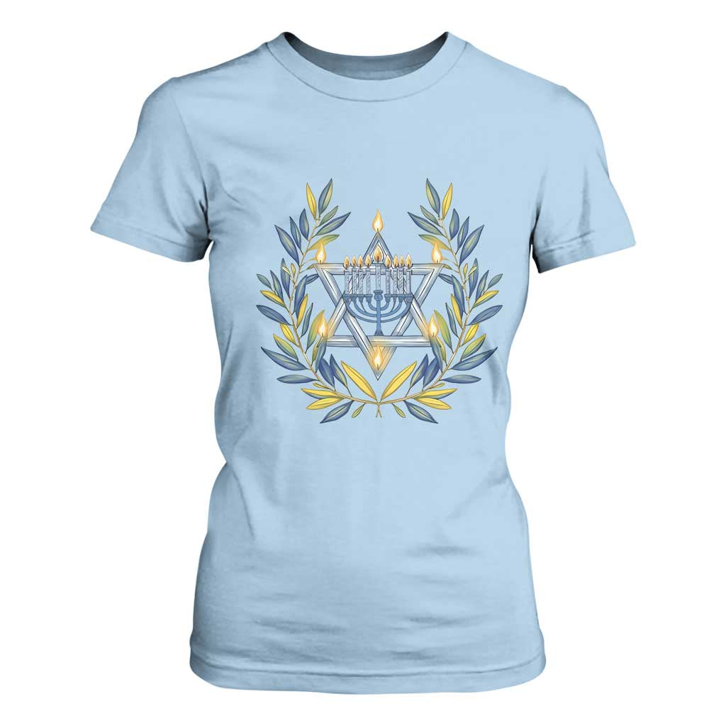 Hanukkah Flower Menorah Star Of David T Shirt For Women Gift For Women TS12 Light Blue Print Your Wear