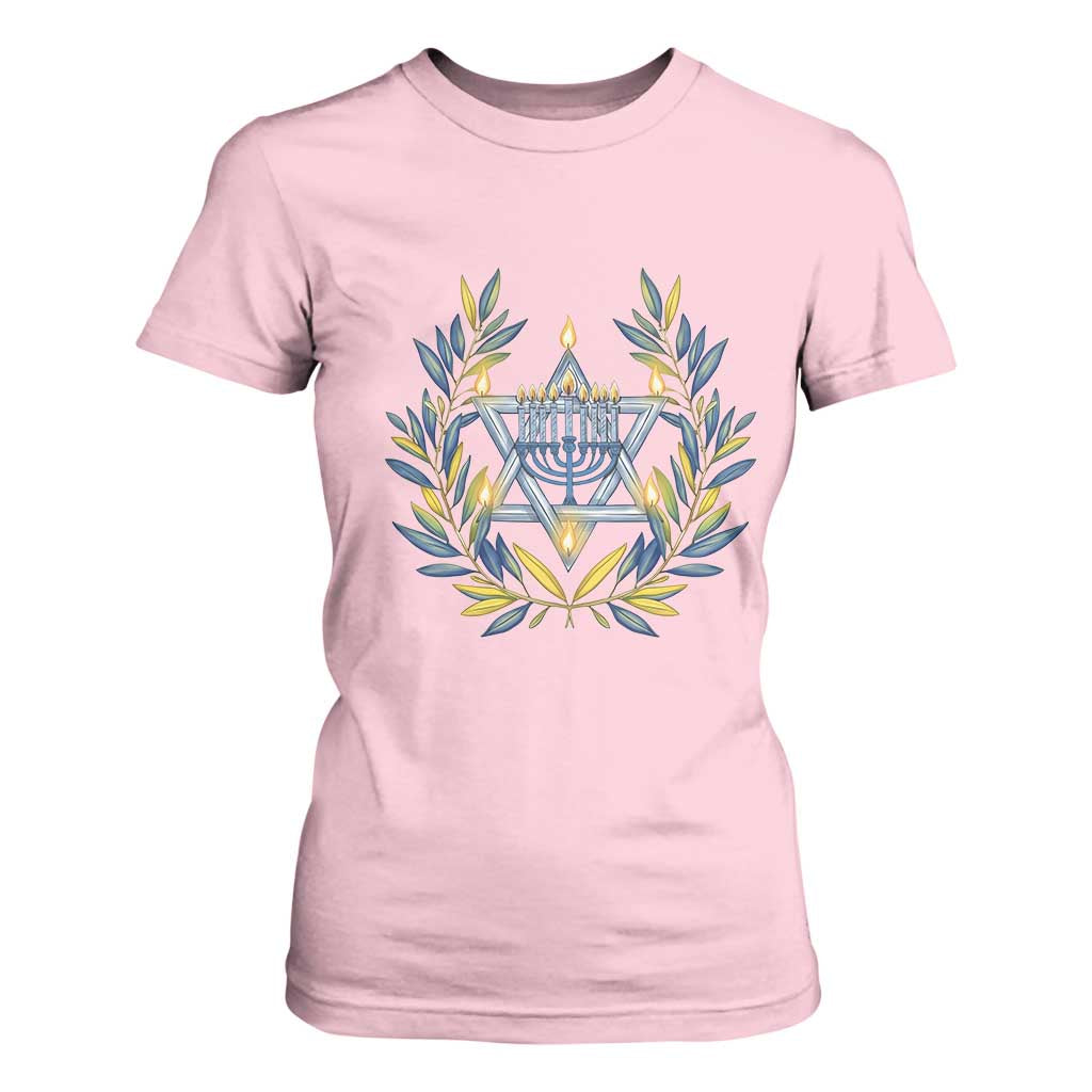 Hanukkah Flower Menorah Star Of David T Shirt For Women Gift For Women TS12 Light Pink Print Your Wear