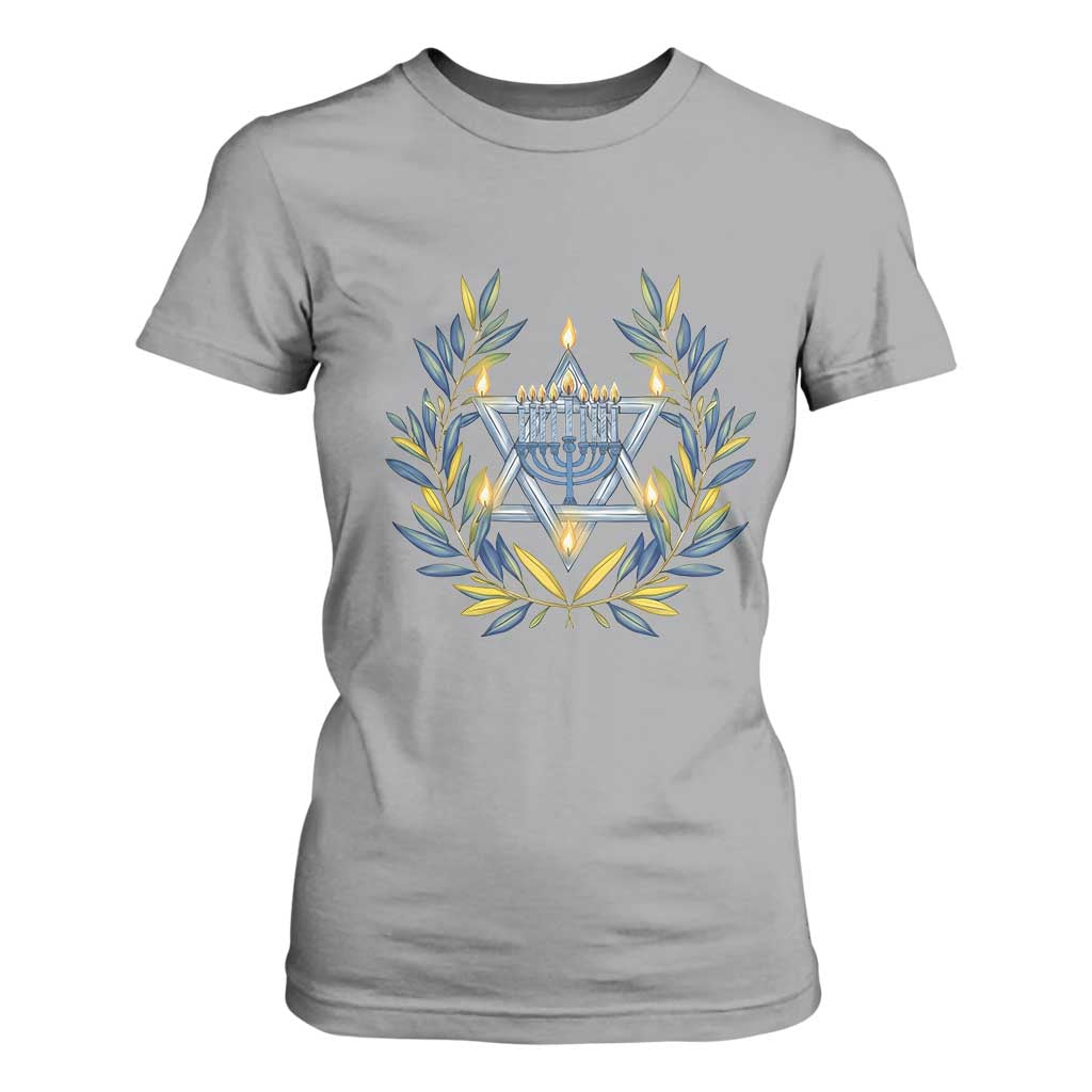 Hanukkah Flower Menorah Star Of David T Shirt For Women Gift For Women TS12 Sport Gray Print Your Wear