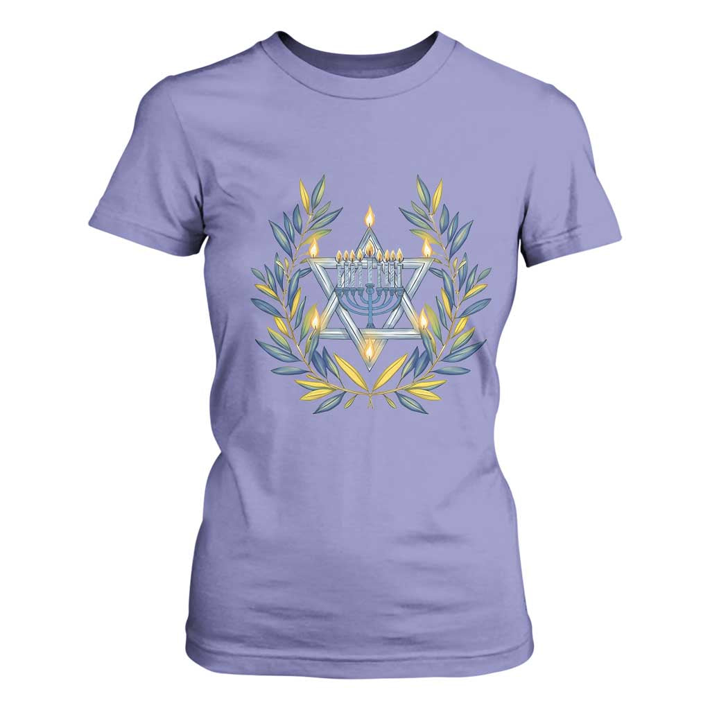 Hanukkah Flower Menorah Star Of David T Shirt For Women Gift For Women TS12 Violet Print Your Wear