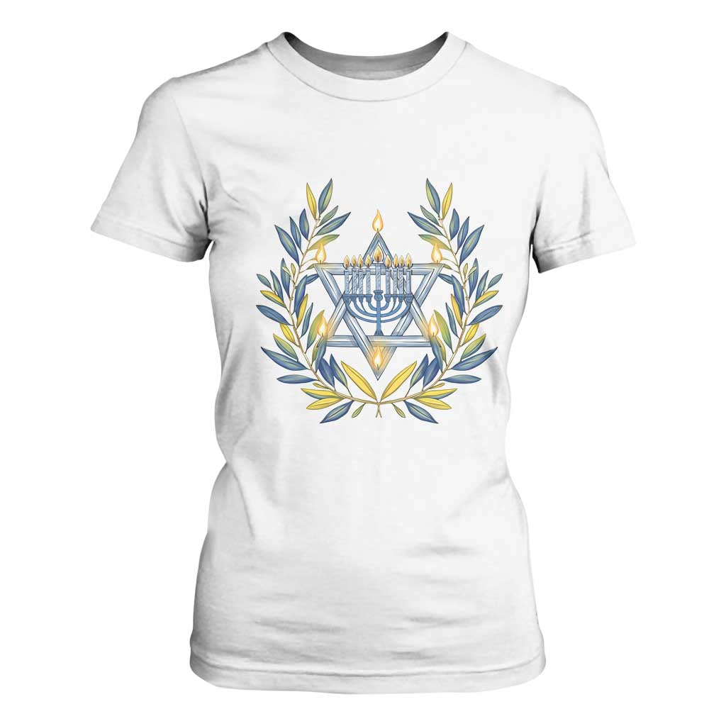 Hanukkah Flower Menorah Star Of David T Shirt For Women Gift For Women TS12 White Print Your Wear