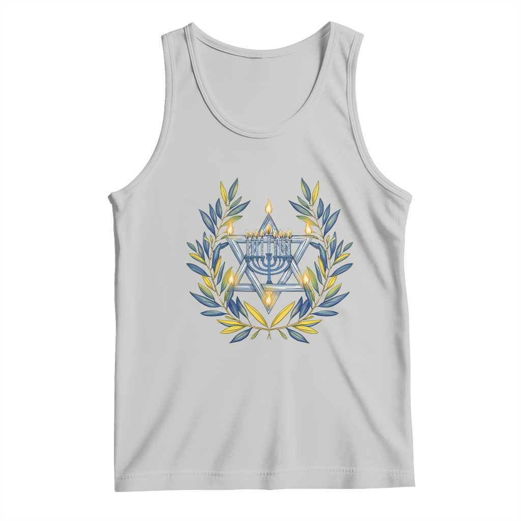 Hanukkah Flower Menorah Star Of David Tank Top Gift For Women TS12 Ash Print Your Wear