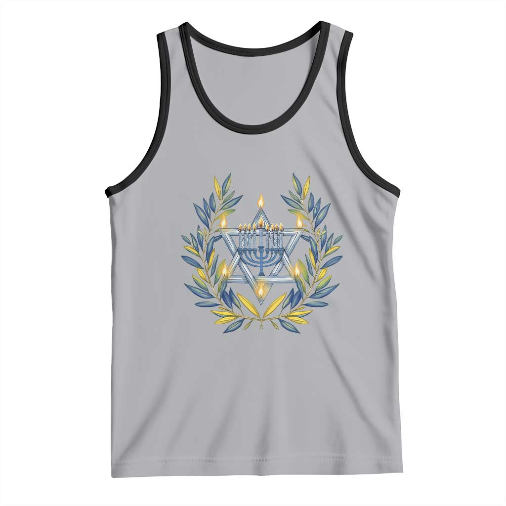 Hanukkah Flower Menorah Star Of David Tank Top Gift For Women TS12 Athletic Heather Black Print Your Wear