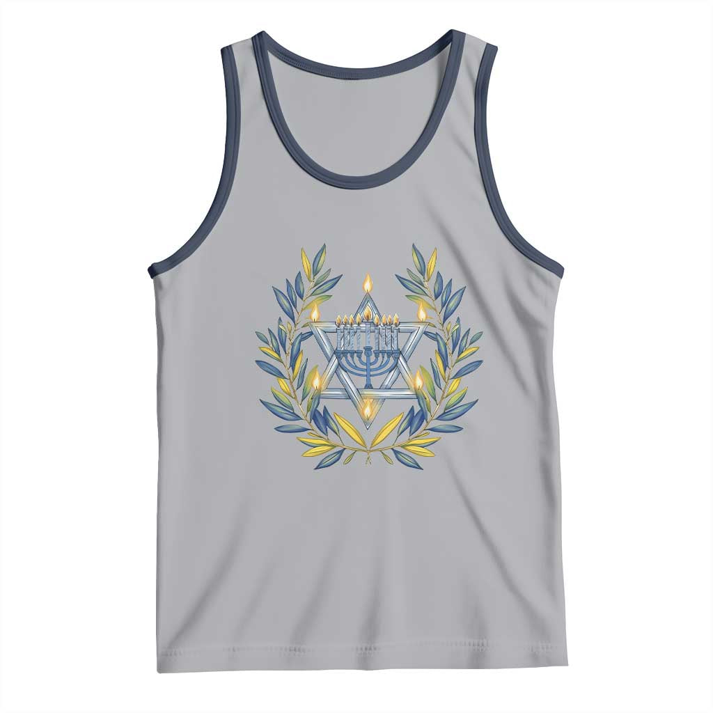 Hanukkah Flower Menorah Star Of David Tank Top Gift For Women TS12 Athletic Heather Navy Print Your Wear