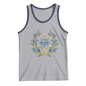 Hanukkah Flower Menorah Star Of David Tank Top Gift For Women TS12 Athletic Heather Navy Print Your Wear