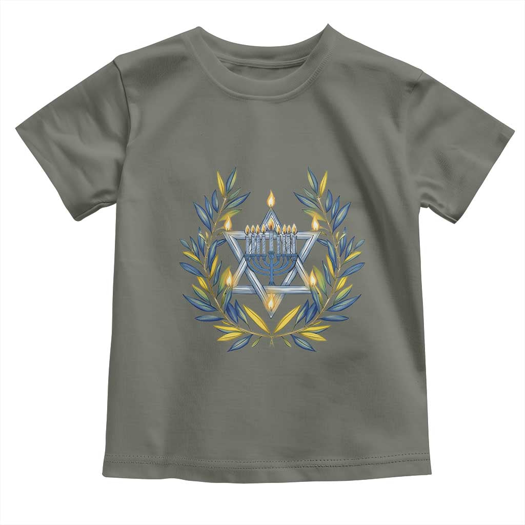 Hanukkah Flower Menorah Star Of David Toddler T Shirt Gift For Women TS12 Military Green Print Your Wear