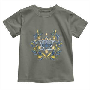 Hanukkah Flower Menorah Star Of David Toddler T Shirt Gift For Women TS12 Military Green Print Your Wear