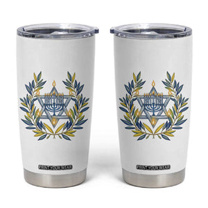 Hanukkah Flower Menorah Star Of David Tumbler Cup Gift For Women TS12 White Print Your Wear