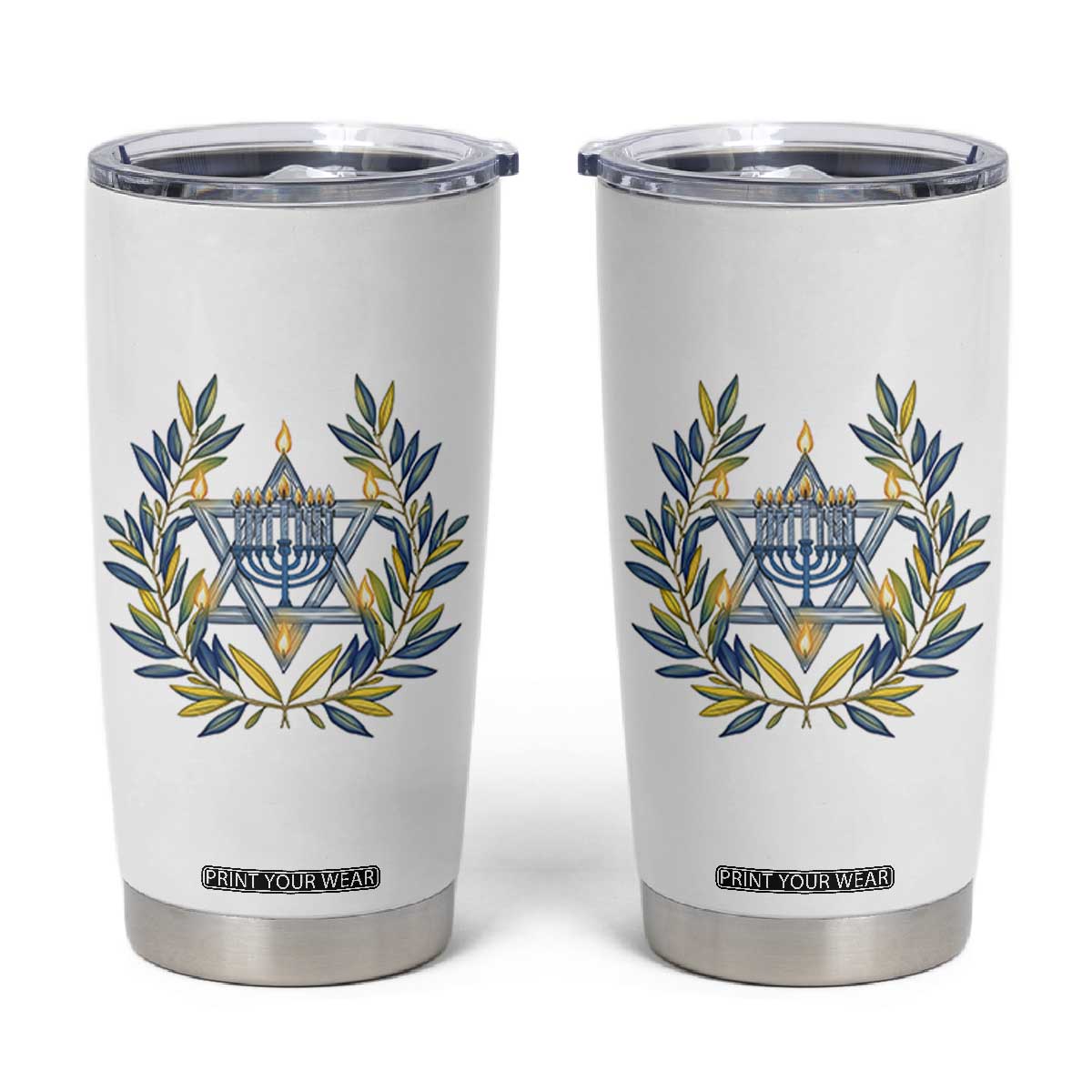 Hanukkah Flower Menorah Star Of David Tumbler Cup Gift For Women TS12 White Print Your Wear