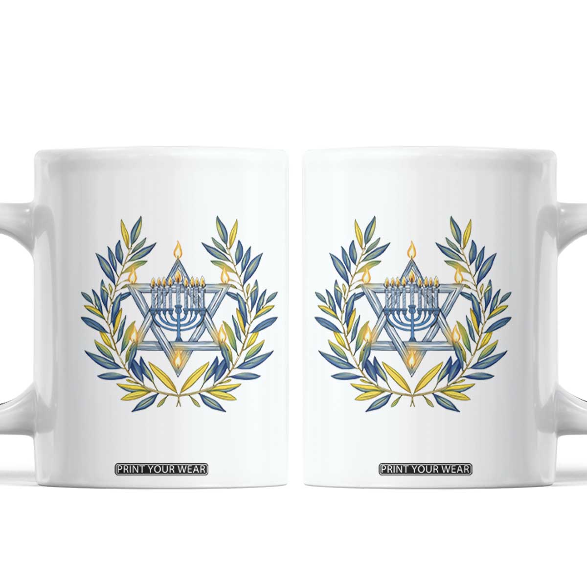 Hanukkah Flower Menorah Star Of David Coffee Mug Gift For Women TS12 White Print Your Wear