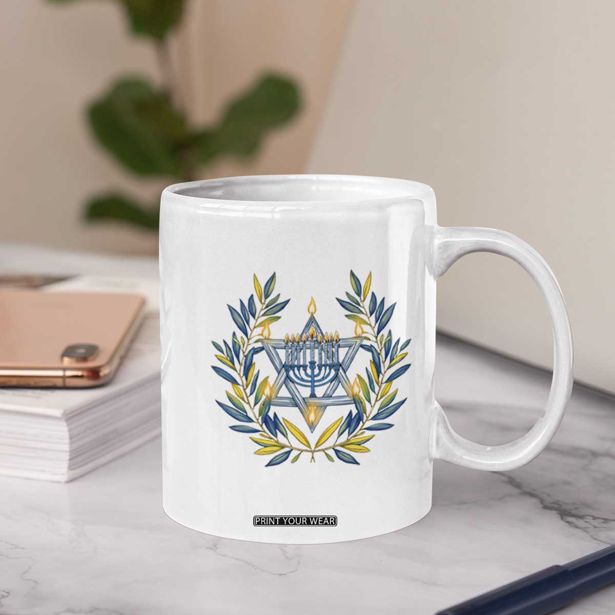 Hanukkah Flower Menorah Star Of David Coffee Mug Gift For Women TS12 Print Your Wear