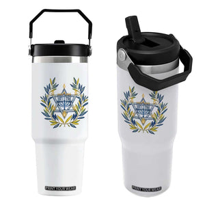 Hanukkah Flower Menorah Star Of David Flip Straw Tumbler Gift For Women TS12 One Size: 30 oz White Print Your Wear
