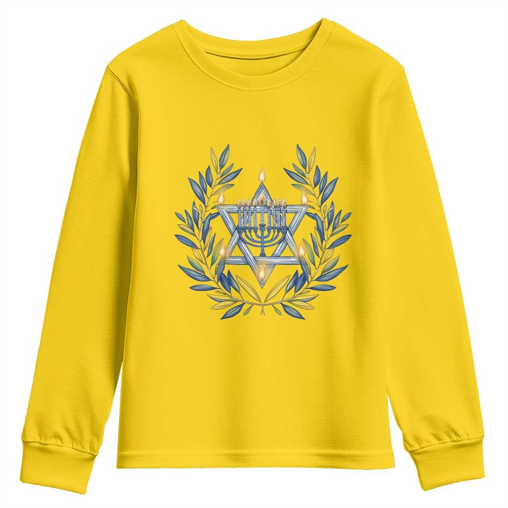 Hanukkah Flower Menorah Star Of David Youth Sweatshirt Gift For Women TS12 Daisy Print Your Wear