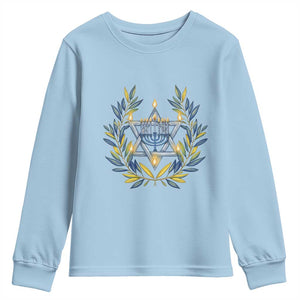 Hanukkah Flower Menorah Star Of David Youth Sweatshirt Gift For Women TS12 Light Blue Print Your Wear