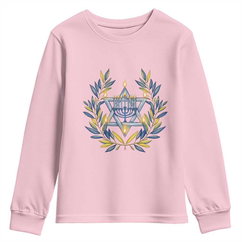 Hanukkah Flower Menorah Star Of David Youth Sweatshirt Gift For Women TS12 Light Pink Print Your Wear