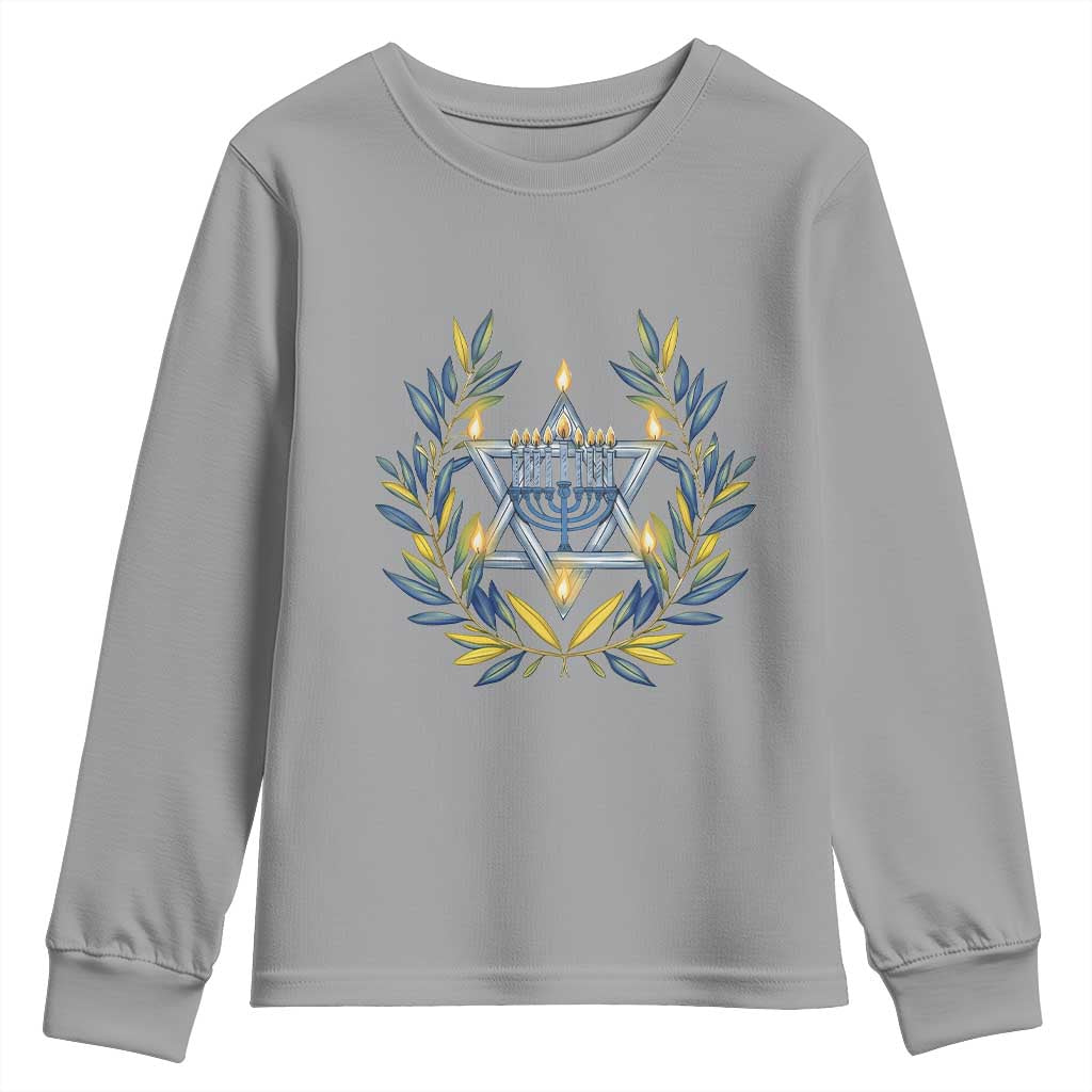 Hanukkah Flower Menorah Star Of David Youth Sweatshirt Gift For Women TS12 Sport Gray Print Your Wear