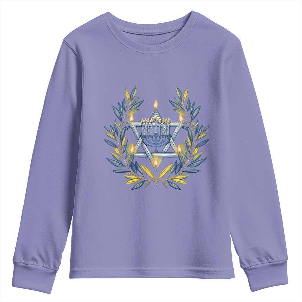 Hanukkah Flower Menorah Star Of David Youth Sweatshirt Gift For Women TS12 Violet Print Your Wear