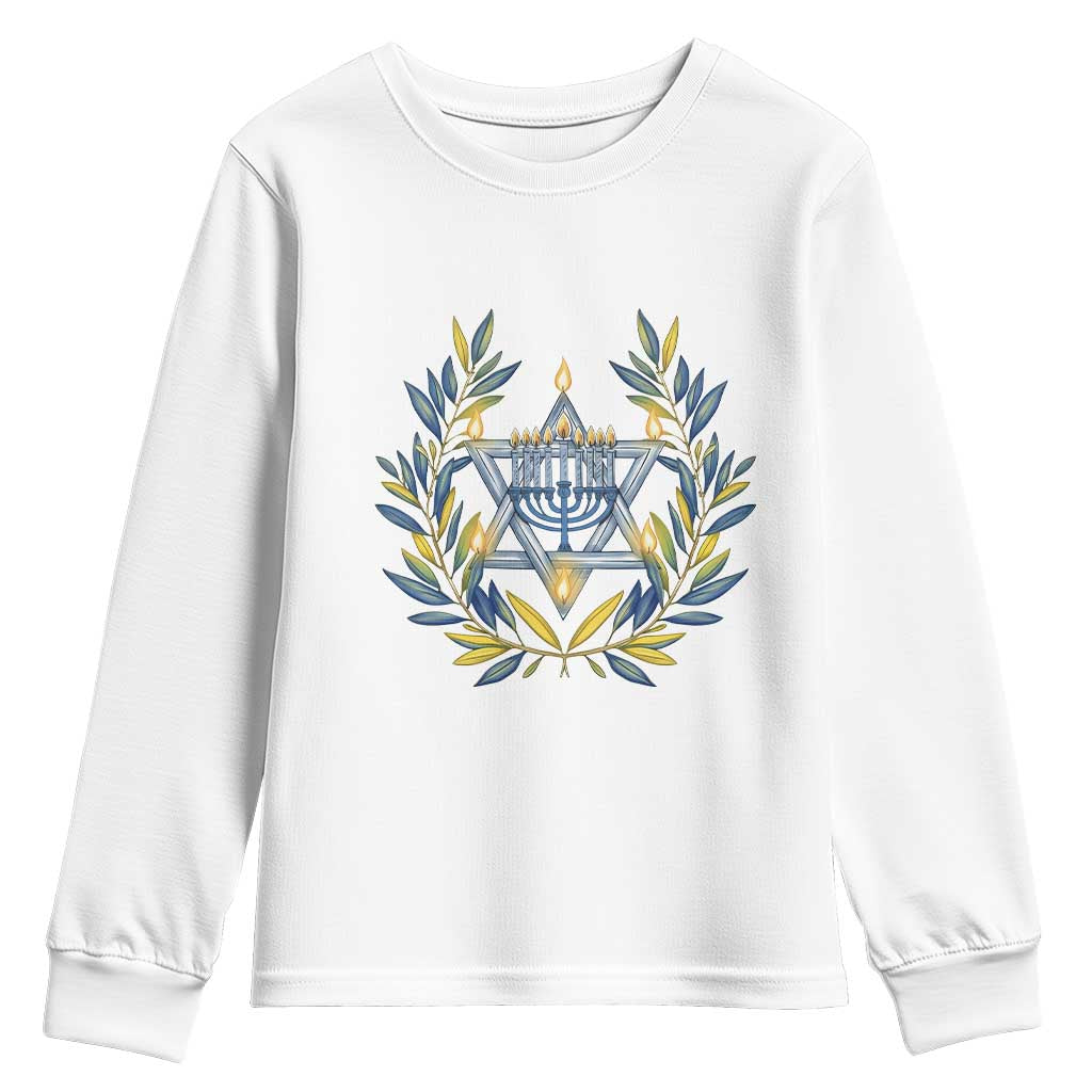 Hanukkah Flower Menorah Star Of David Youth Sweatshirt Gift For Women TS12 White Print Your Wear