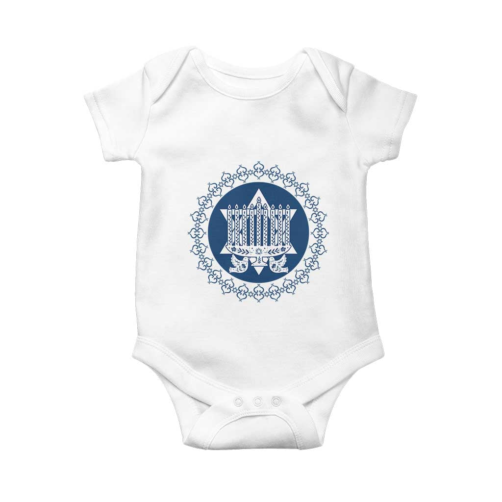 Hanukkah Vintage Menorah Peace Doves Baby Onesie Festival Of Lights Gift TS12 White Print Your Wear