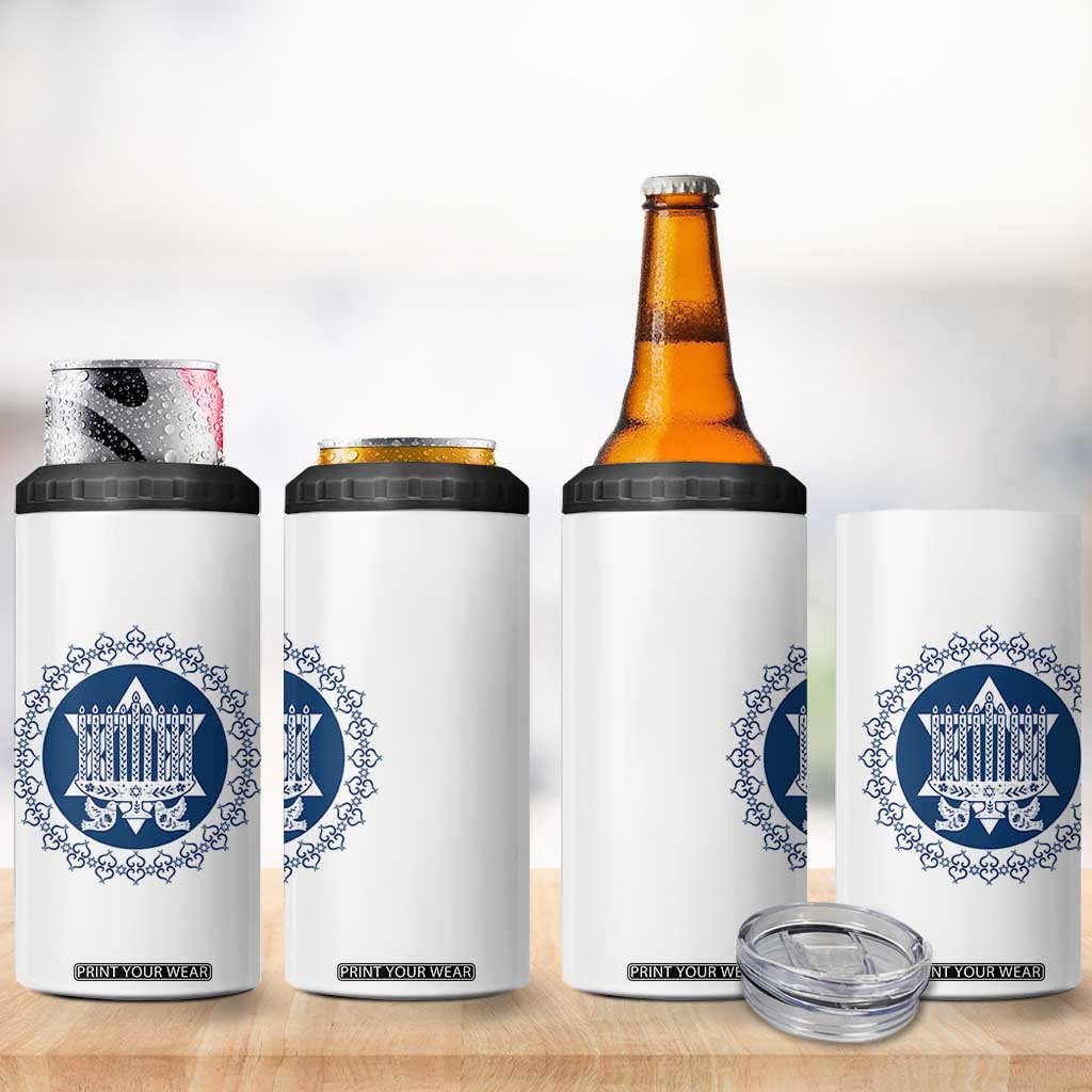 Hanukkah Vintage Menorah Peace Doves 4 in 1 Can Cooler Tumbler Festival Of Lights Gift TS12 Print Your Wear