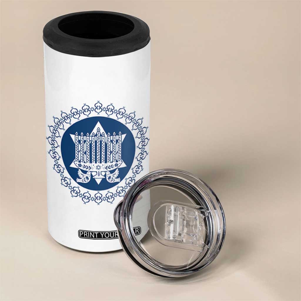 Hanukkah Vintage Menorah Peace Doves 4 in 1 Can Cooler Tumbler Festival Of Lights Gift TS12 Print Your Wear