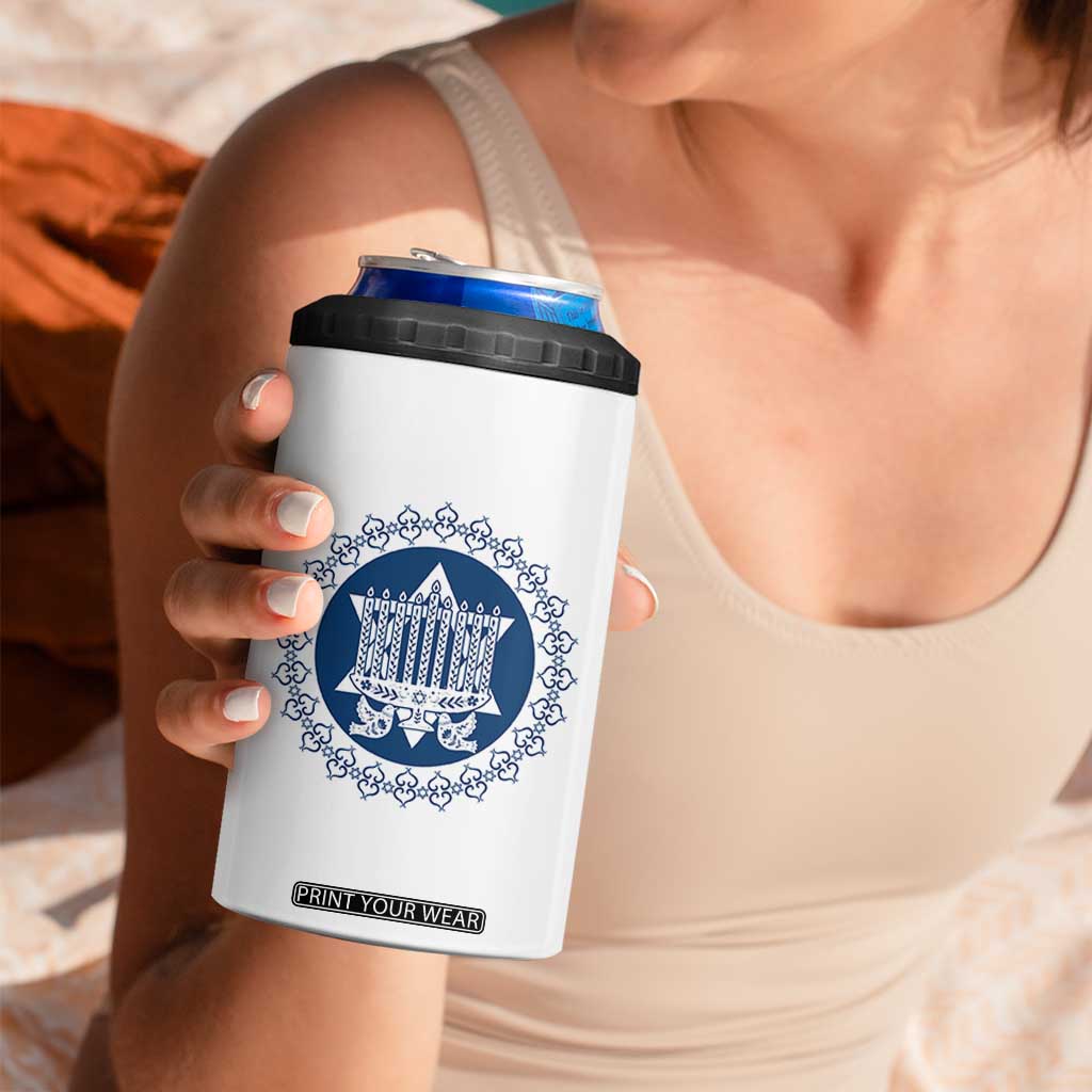 Hanukkah Vintage Menorah Peace Doves 4 in 1 Can Cooler Tumbler Festival Of Lights Gift TS12 Print Your Wear