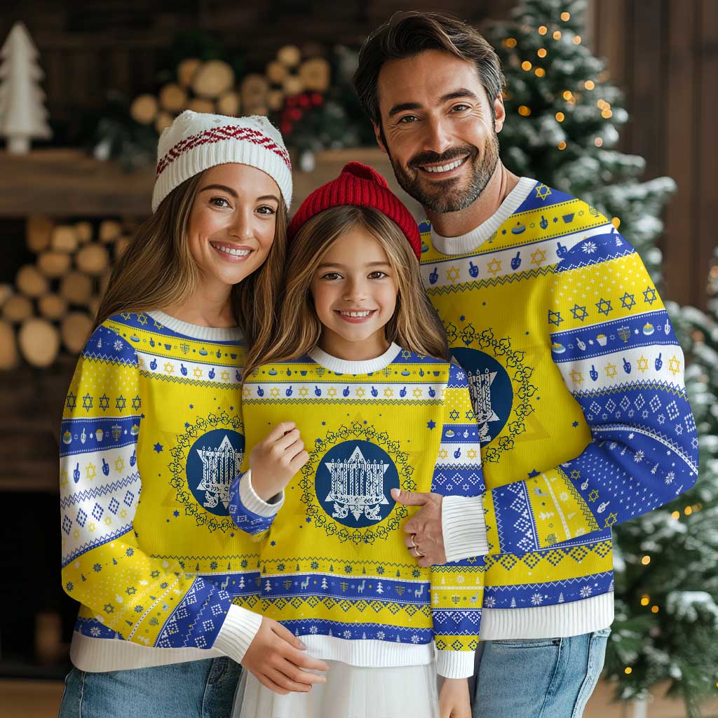 Vintage Menorah Peace Doves Hanukkah Ugly Sweater Festival Of Lights Gift TS12 Gold Royal Blue Print Your Wear