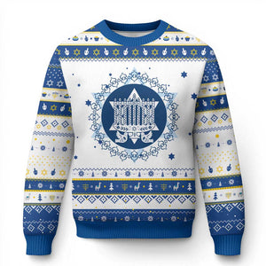 Vintage Menorah Peace Doves Hanukkah Ugly Sweater Festival Of Lights Gift TS12 White Royal Blue Print Your Wear