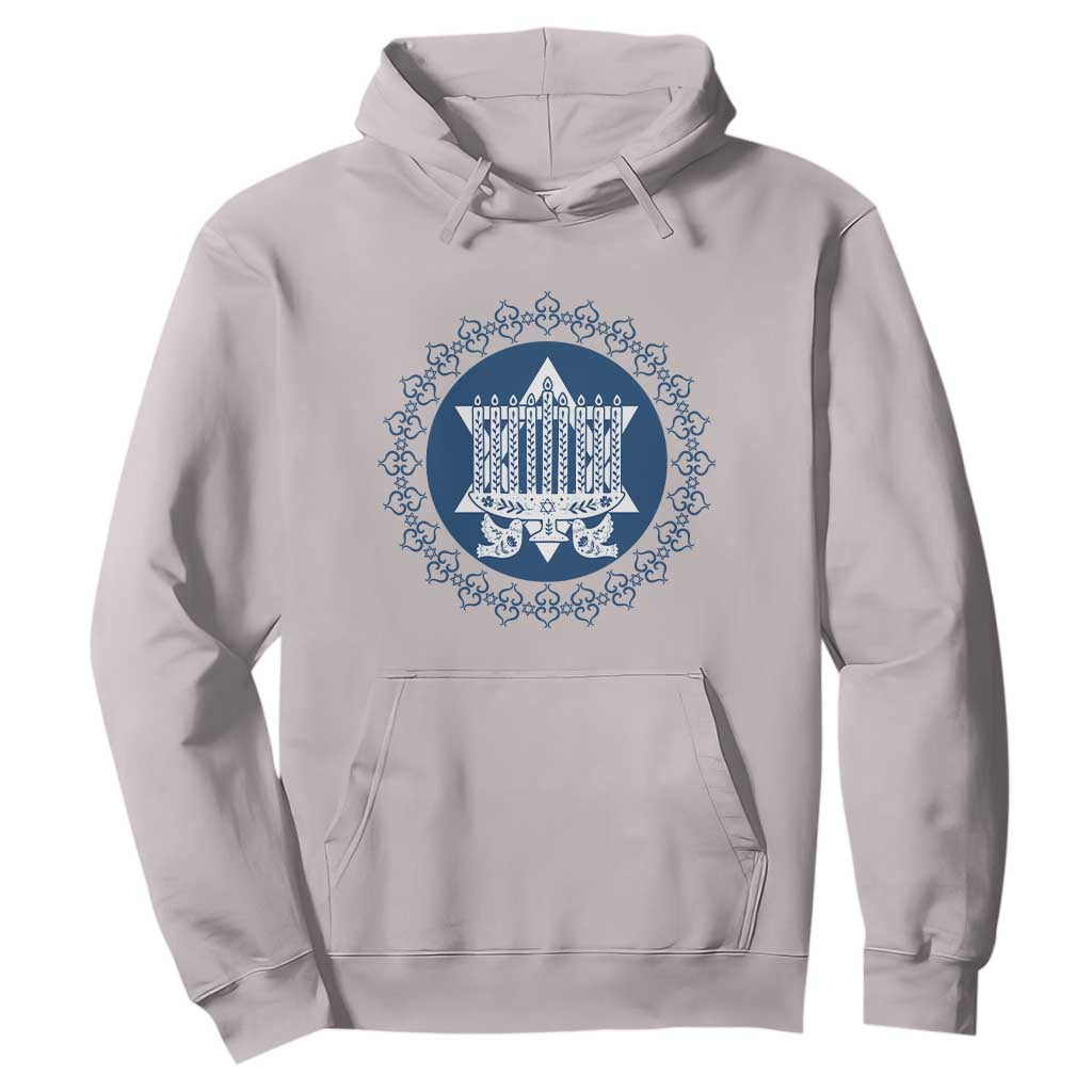 Hanukkah Vintage Menorah Peace Doves Hoodie Festival Of Lights Gift TS12 Ice Gray Print Your Wear