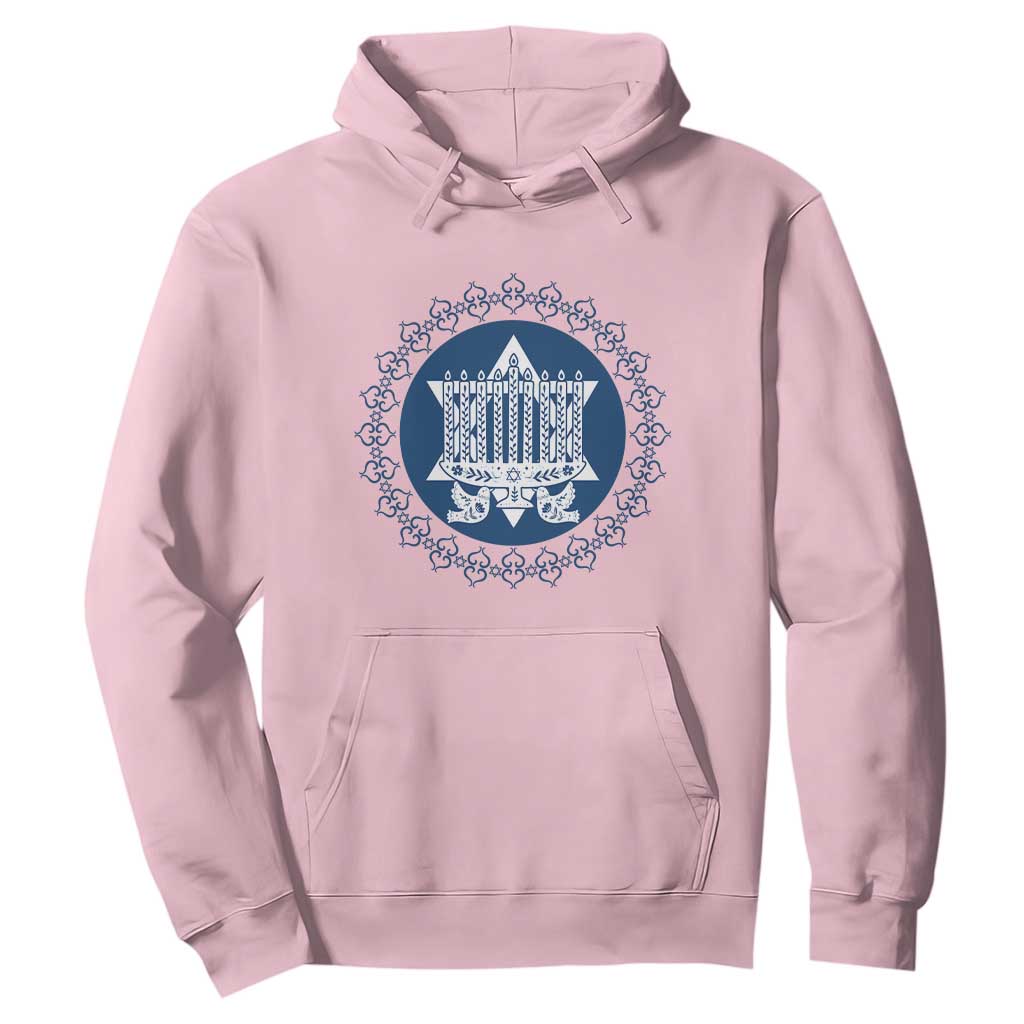 Hanukkah Vintage Menorah Peace Doves Hoodie Festival Of Lights Gift TS12 Light Pink Print Your Wear