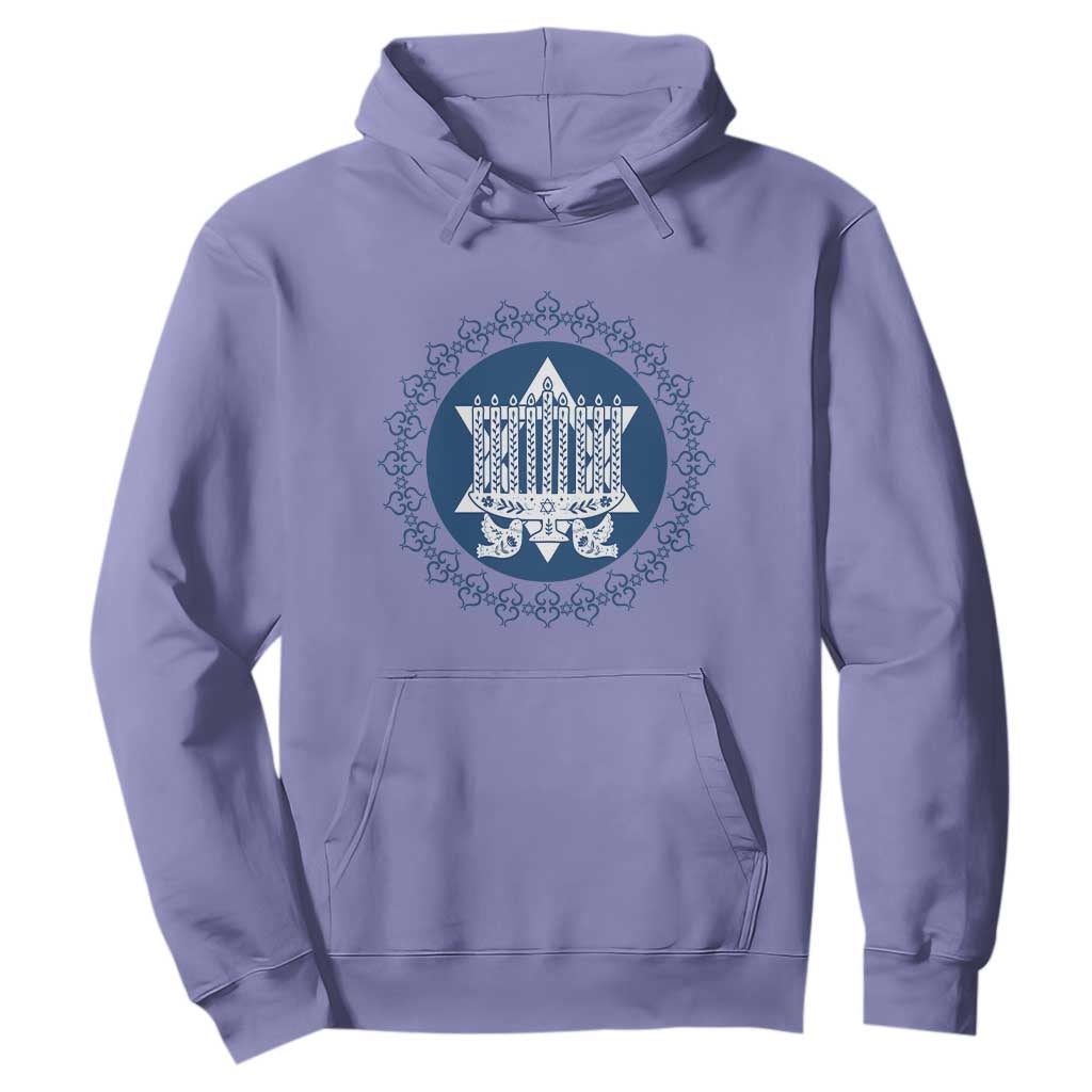 Hanukkah Vintage Menorah Peace Doves Hoodie Festival Of Lights Gift TS12 Violet Print Your Wear