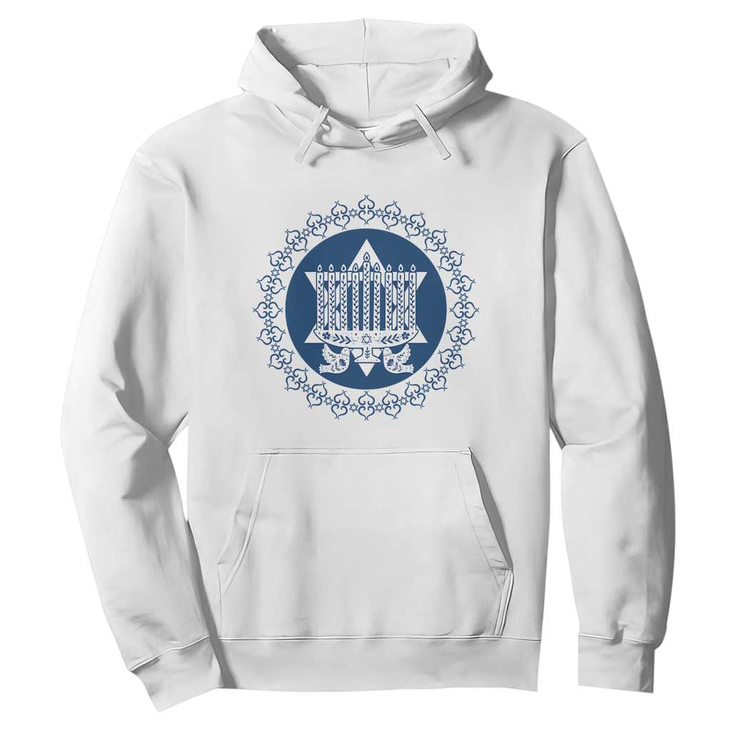 Hanukkah Vintage Menorah Peace Doves Hoodie Festival Of Lights Gift TS12 White Print Your Wear