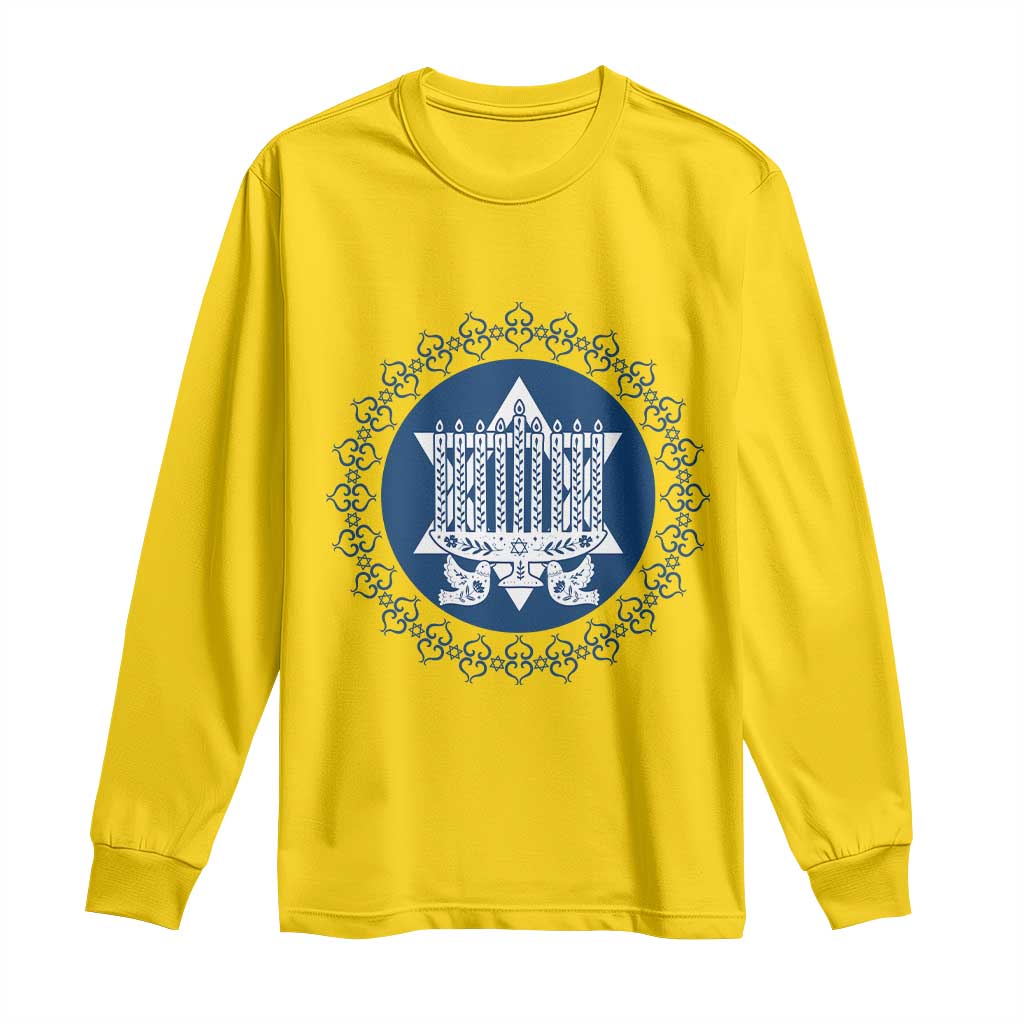 Hanukkah Vintage Menorah Peace Doves Long Sleeve Shirt Festival Of Lights Gift TS12 Daisy Print Your Wear