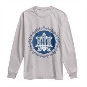 Hanukkah Vintage Menorah Peace Doves Long Sleeve Shirt Festival Of Lights Gift TS12 Ice Gray Print Your Wear