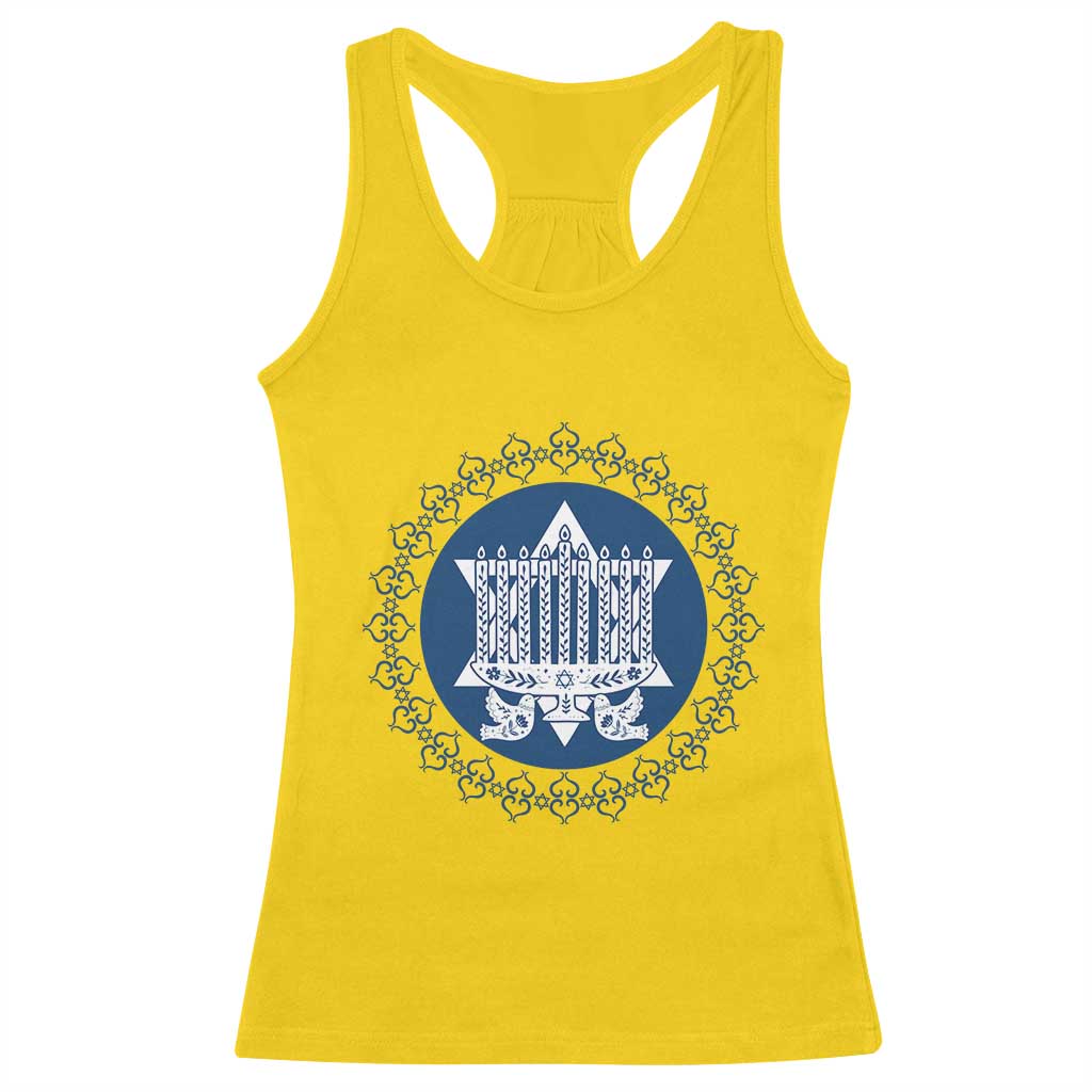 Hanukkah Vintage Menorah Peace Doves Racerback Tank Top Festival Of Lights Gift TS12 Daisy Print Your Wear