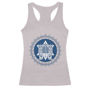 Hanukkah Vintage Menorah Peace Doves Racerback Tank Top Festival Of Lights Gift TS12 Ice Gray Print Your Wear
