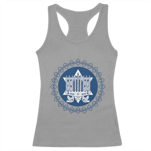 Hanukkah Vintage Menorah Peace Doves Racerback Tank Top Festival Of Lights Gift TS12 Sport Gray Print Your Wear