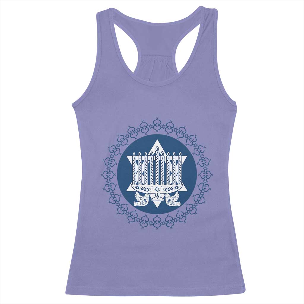 Hanukkah Vintage Menorah Peace Doves Racerback Tank Top Festival Of Lights Gift TS12 Violet Print Your Wear