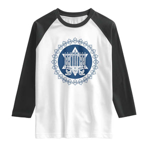 Hanukkah Vintage Menorah Peace Doves Raglan Shirt Festival Of Lights Gift TS12 White Black Print Your Wear
