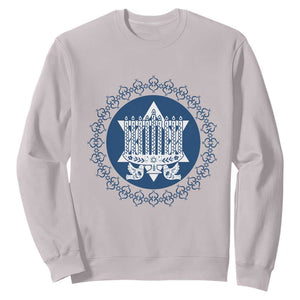 Hanukkah Vintage Menorah Peace Doves Sweatshirt Festival Of Lights Gift TS12 Ice Gray Print Your Wear