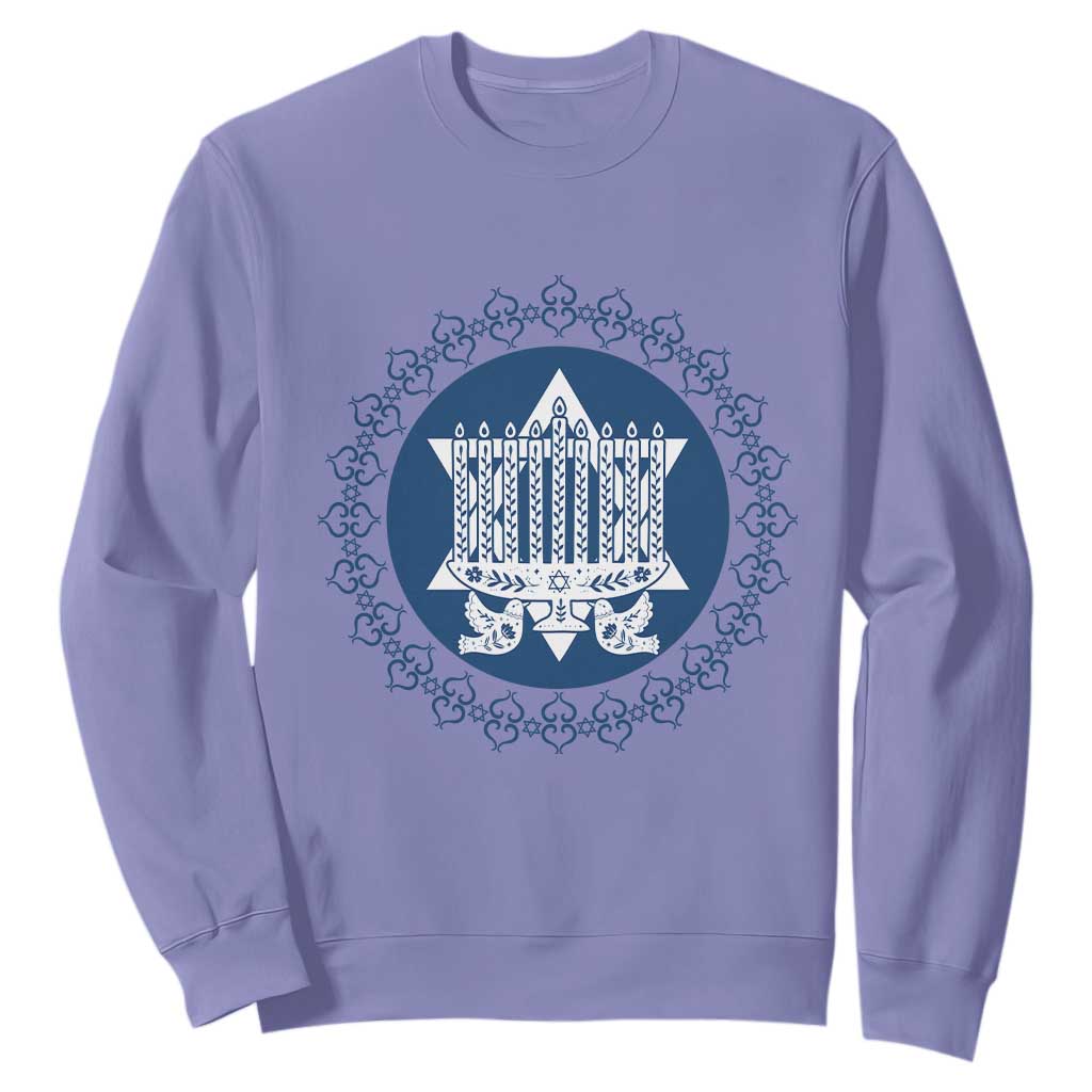 Hanukkah Vintage Menorah Peace Doves Sweatshirt Festival Of Lights Gift TS12 Violet Print Your Wear