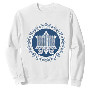 Hanukkah Vintage Menorah Peace Doves Sweatshirt Festival Of Lights Gift TS12 White Print Your Wear